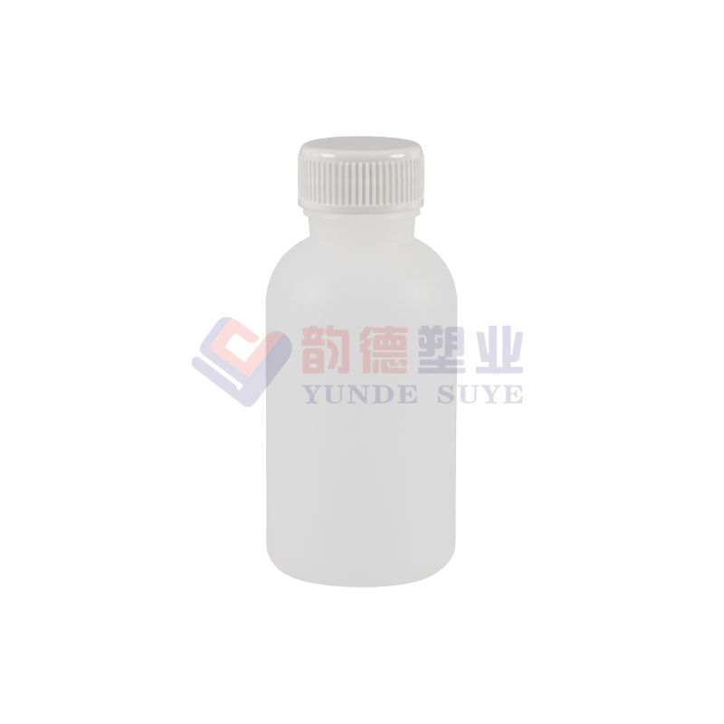 Okrągła butelka z HDPE, zagęszczona chemicznie, z zakrętką z PP, 100 ml-01 (A)